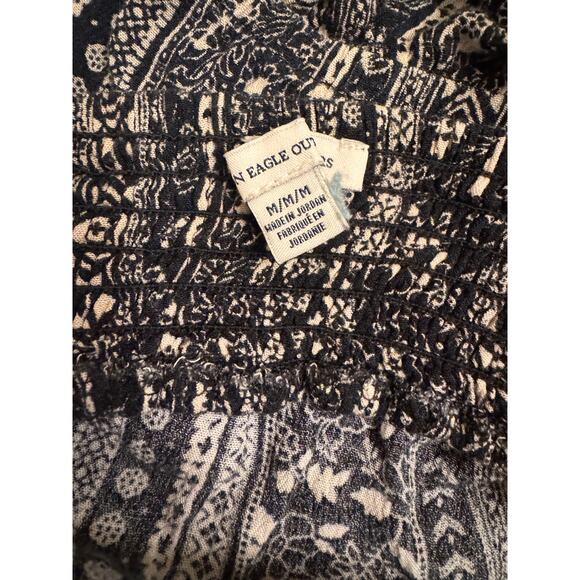 American Eagle Women's Black/White Romper Gold Embellishments Size M Viscose - Picture 5 of 6